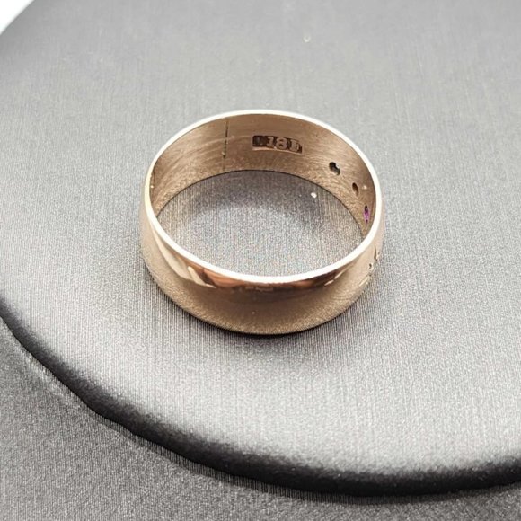 Vintage Victorian 18K Yellow Gold Star Set Ruby and Diamond Band Ring Estate - Picture 3 of 5